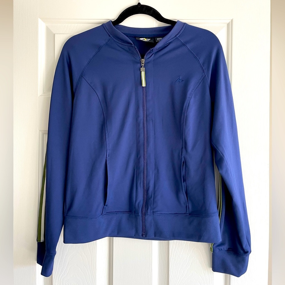 Vintage Athletech Blue Zip Front  Track Athletic Bomber Jacket Size M EUC Y2K